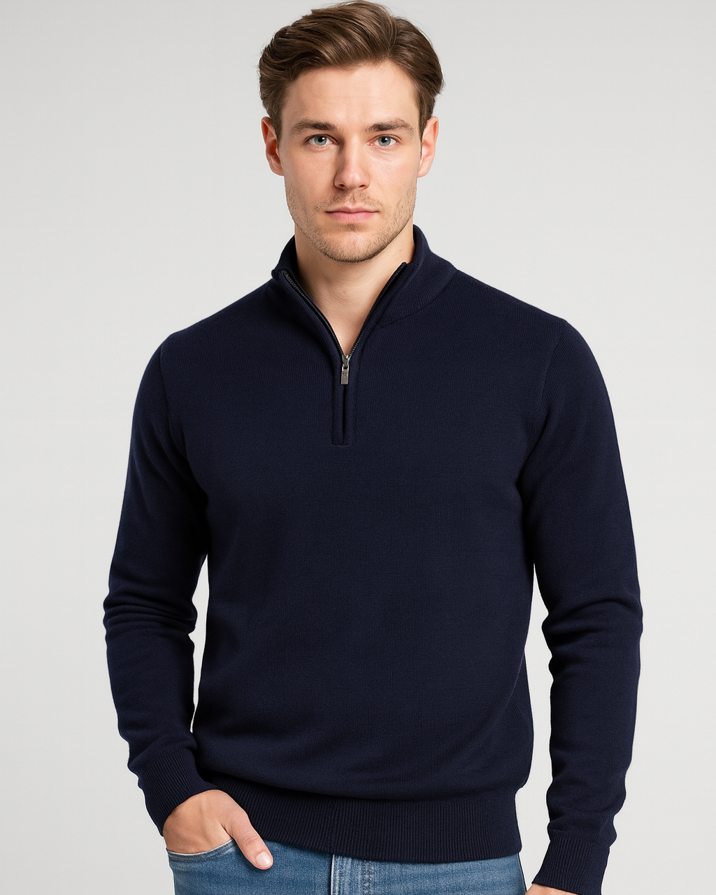 Aurazio Maglione Uomo Mezza Zip Cotone