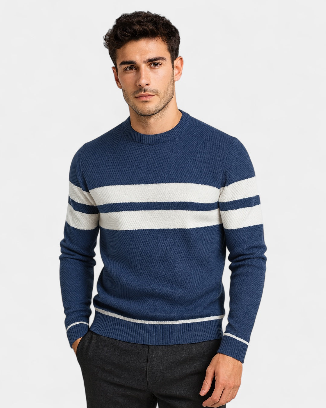 Aurazio Maglione Uomo a Righe Girocollo