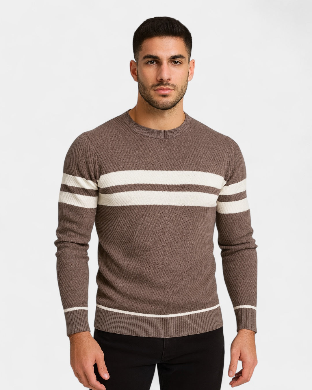 Aurazio Maglione Uomo a Righe Girocollo