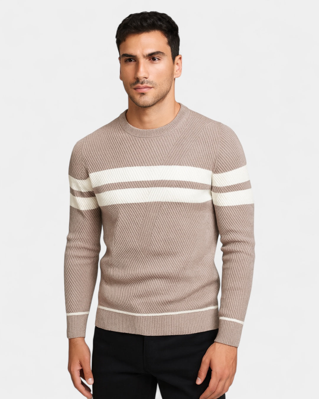 Aurazio Maglione Uomo a Righe Girocollo