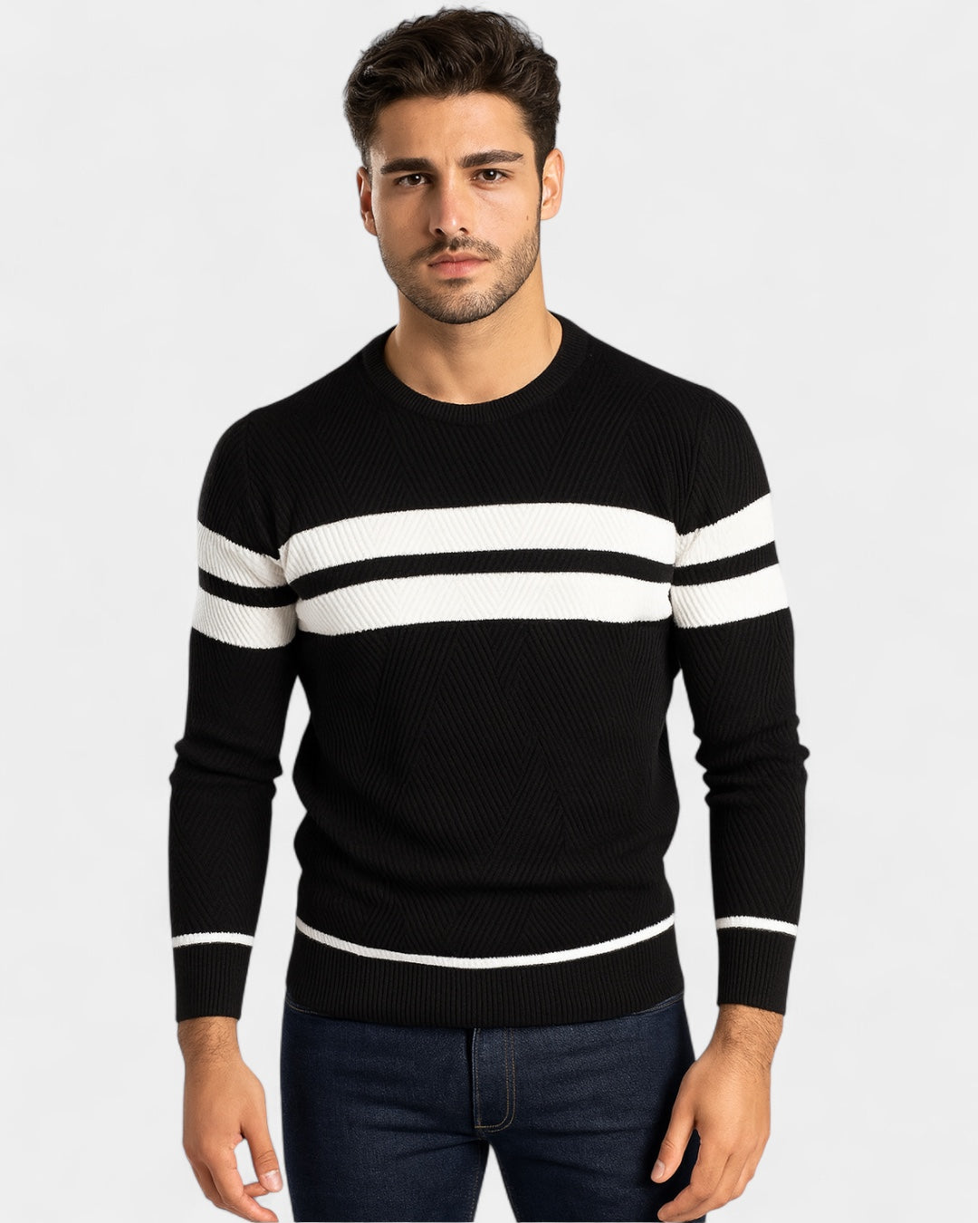 Aurazio Maglione Uomo a Righe Girocollo