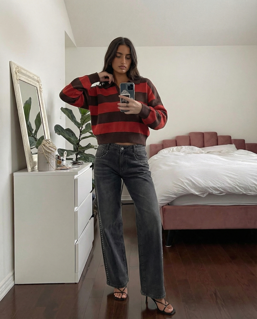 Maglione Donna Corto a Righe Girocollo