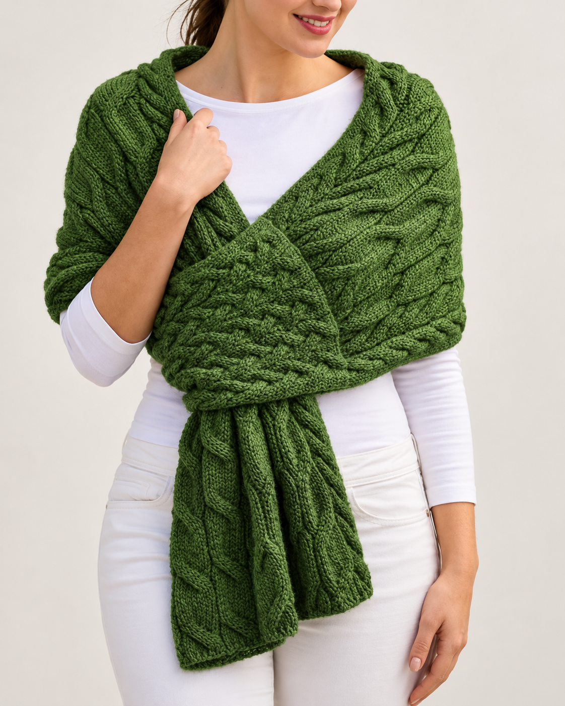 Sciarpa Donna in Maglia a Trecce Grossa Invernale 160 cm