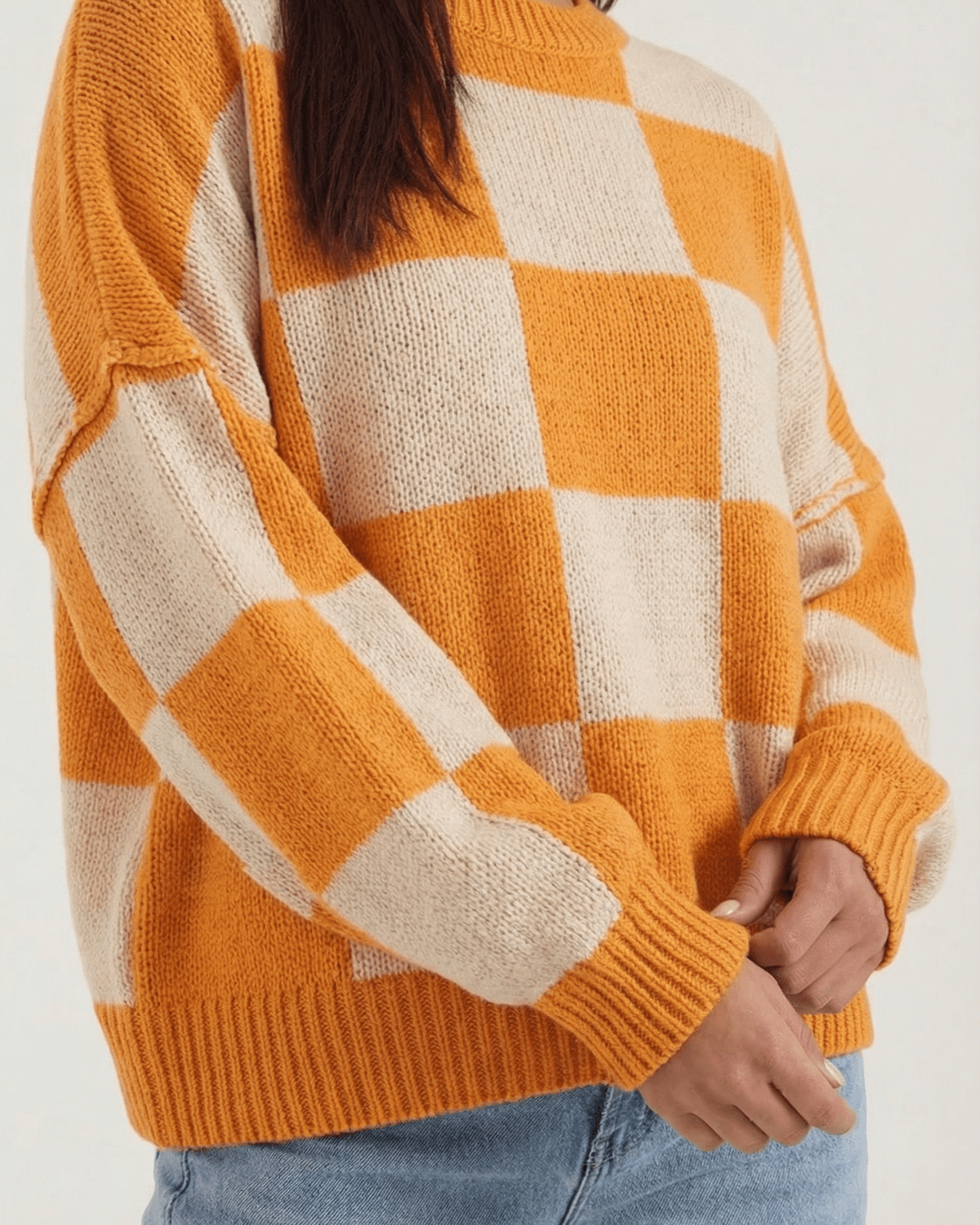 Aurazio Maglione a Quadri Checkered da Donna