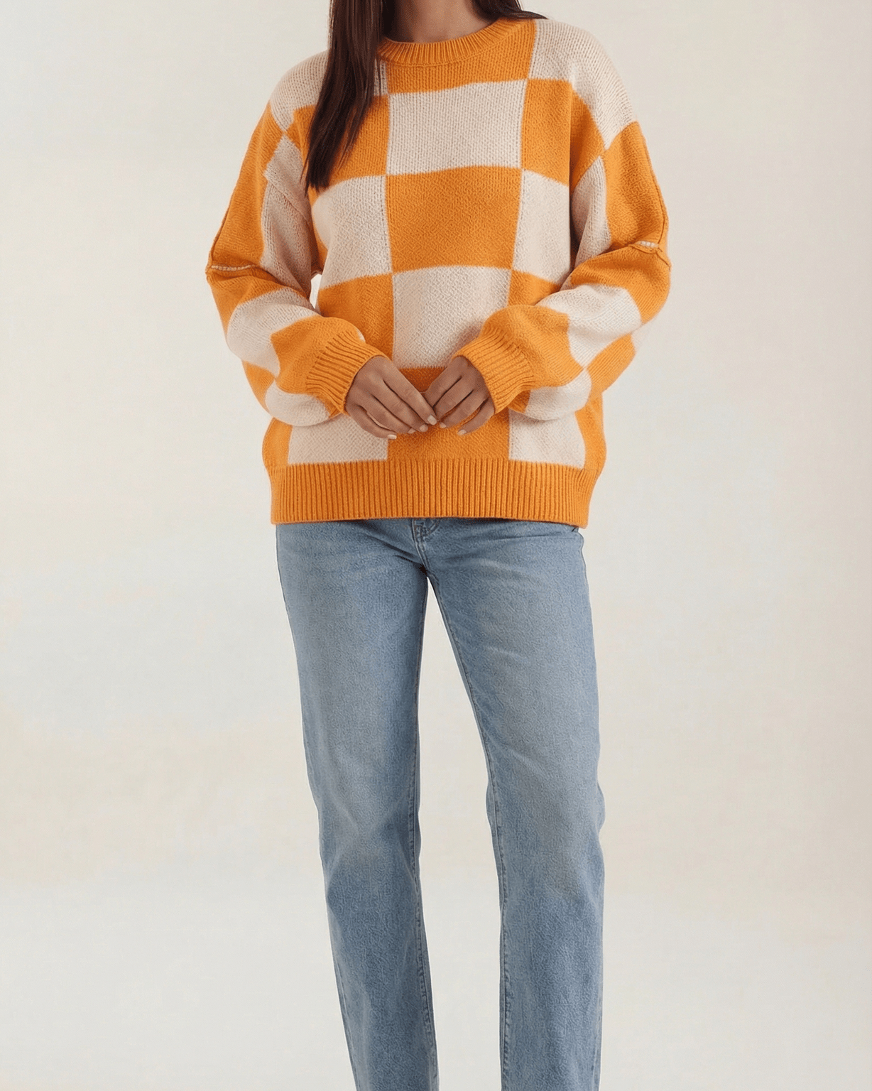 Aurazio Maglione a Quadri Checkered da Donna