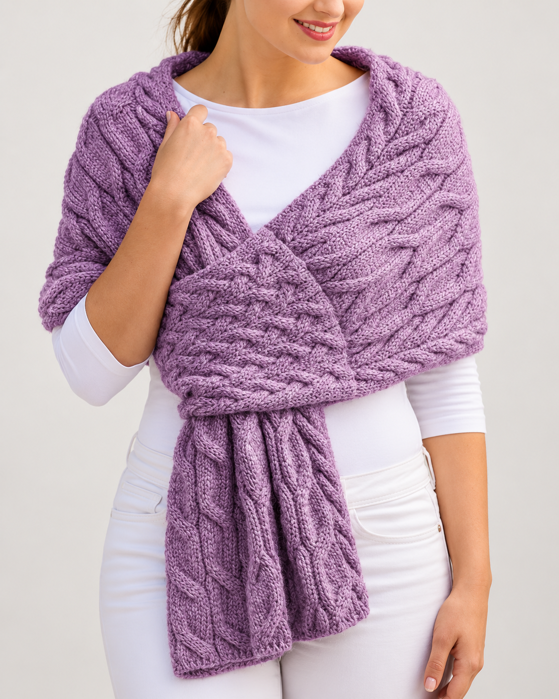 Sciarpa Donna in Maglia a Trecce Grossa Invernale 160 cm