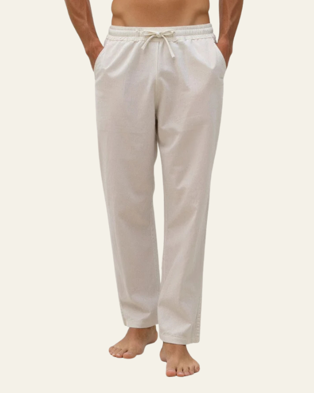 Aurazio Pantaloni in cotone-lino con coulisse da uomo