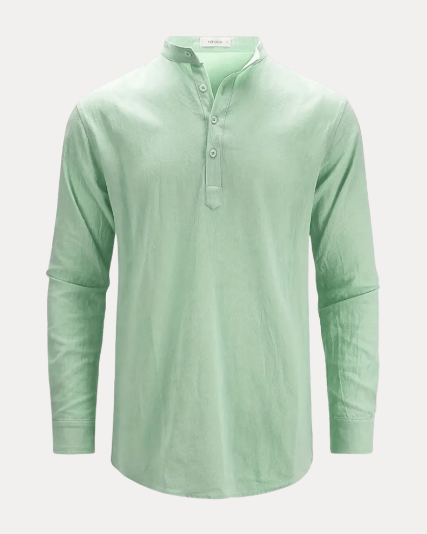 Aurazio Camicia Henley Uomo In Misto Lino Traspirante