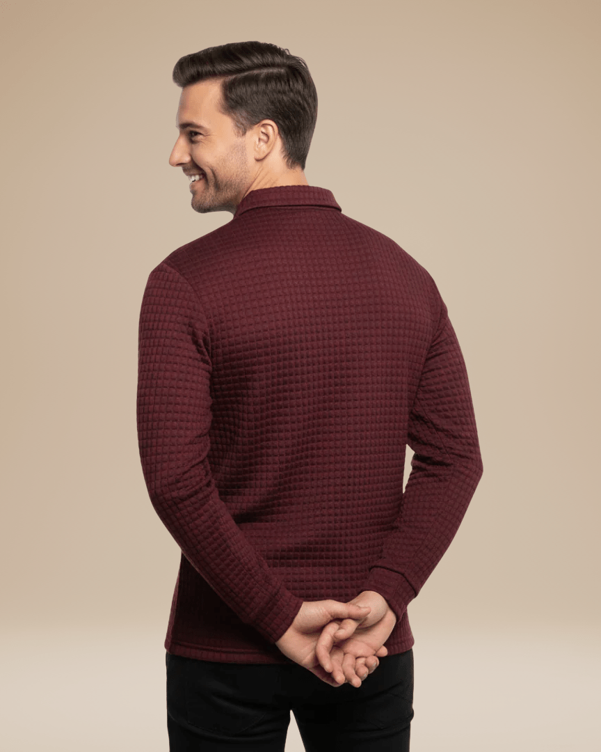 Aurazio Polo Uomo Maniche Lunghe In Maglia A Nido D Ape Calda Ed Elegante Traspirante E Comfort