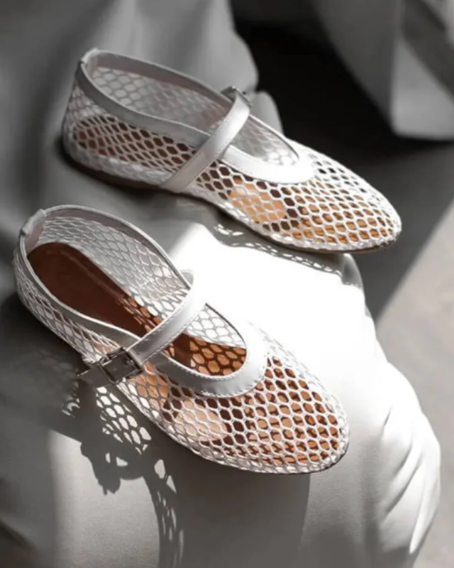Aurazio Scarpe Mary Jane in mesh da donna