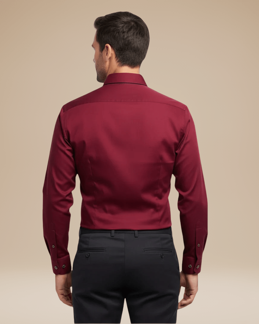 Aurazio Camicia Elegante Uomo Dettagli A Contrasto Colletto