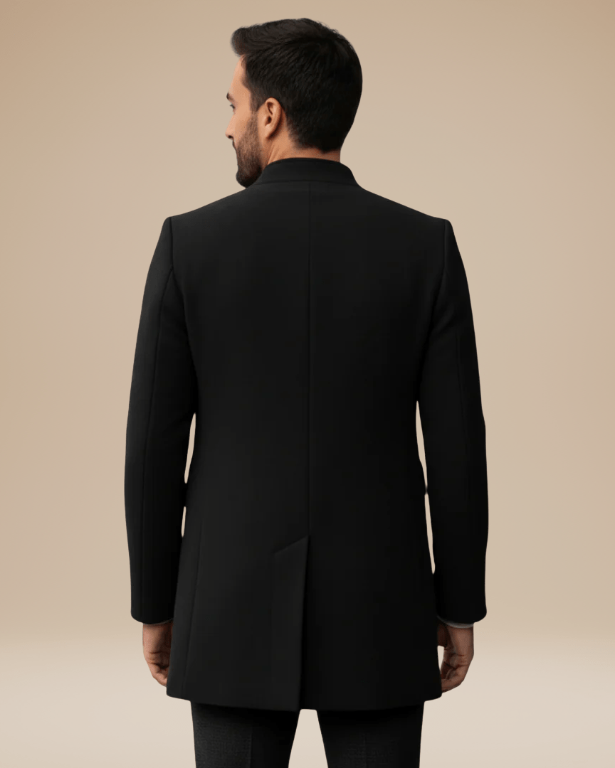 Cappotto Uomo Collo Coreano Affusolato Chiusura Nascosta