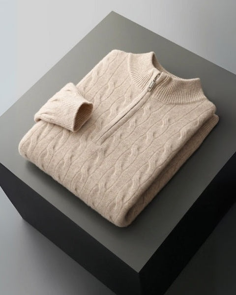 Aurazio Maglione in Lana Merino con Zip da uomo