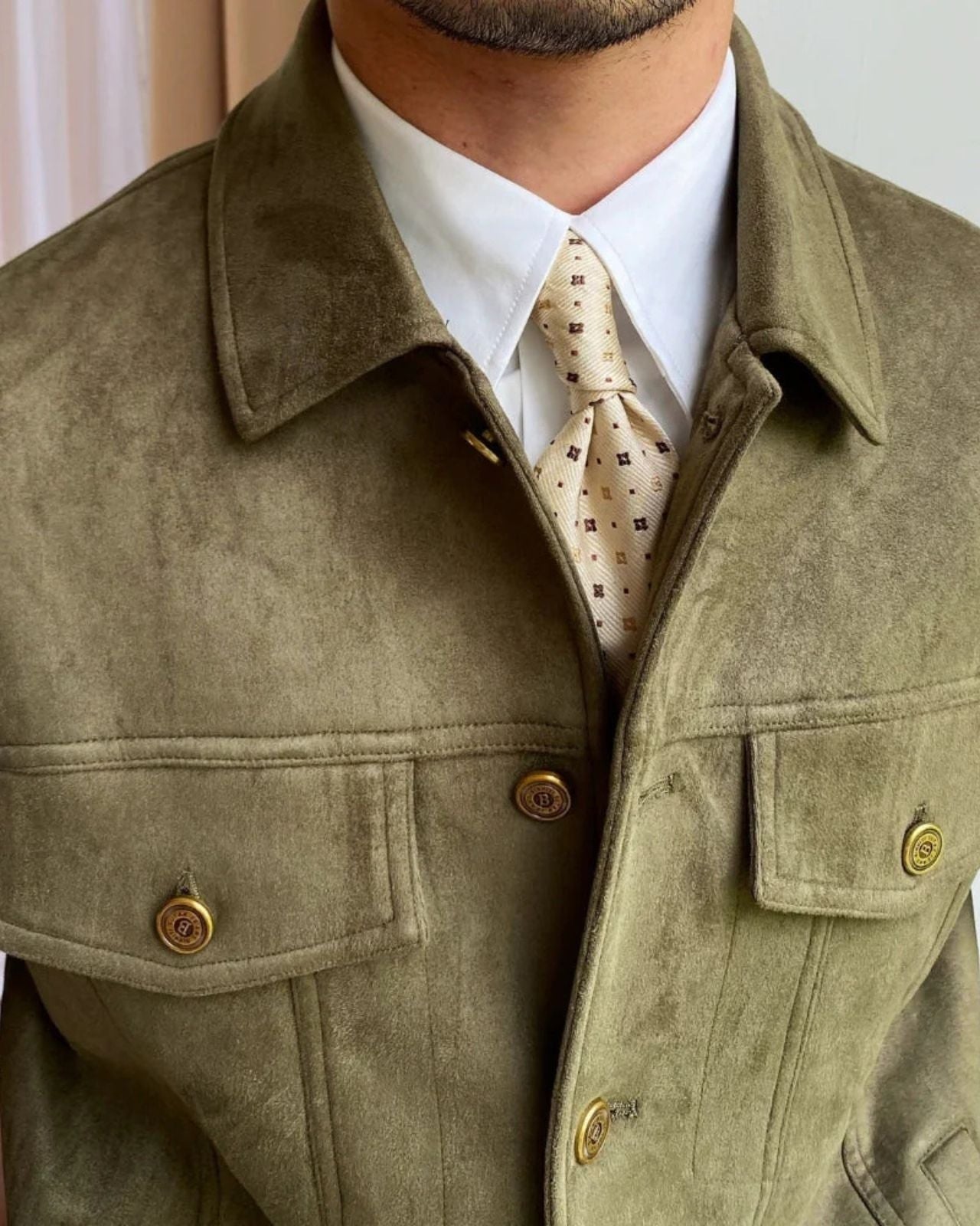 Aurazio Giacca in camoscio con revers da uomo