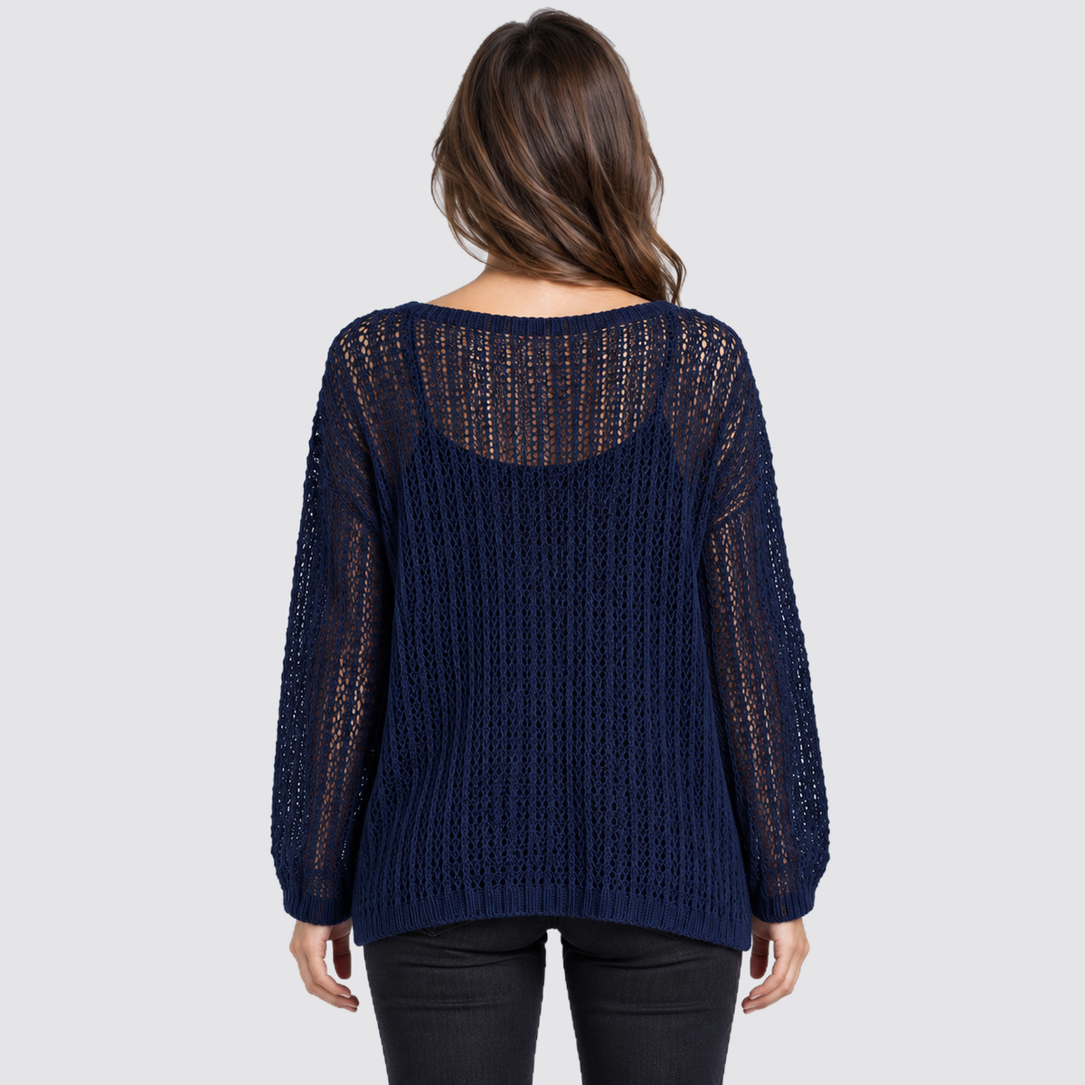 Maglione Donna Oversize in Maglia a Rete Trasparente