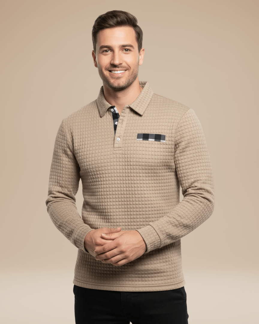 Aurazio Polo Uomo Maniche Lunghe In Maglia A Nido D Ape Calda Ed Elegante Traspirante E Comfort