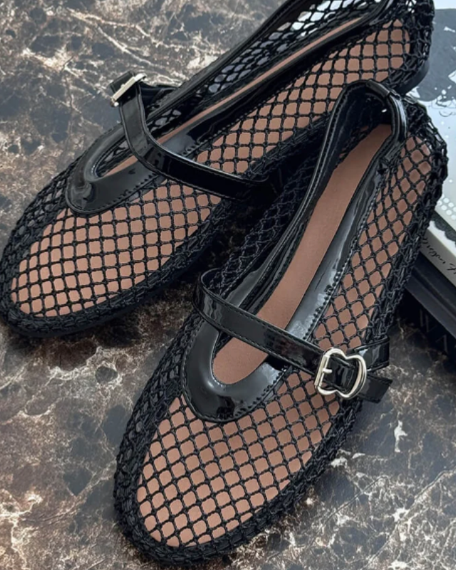 Aurazio Scarpe Mary Jane in mesh da donna