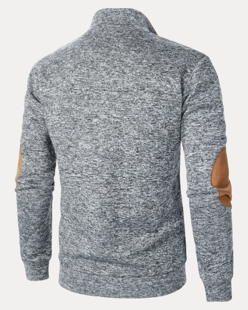 Aurazio Maglione Uomo Con Toppe Gomiti Caldo Morbido Collo Mock Versatile Stile Moderno