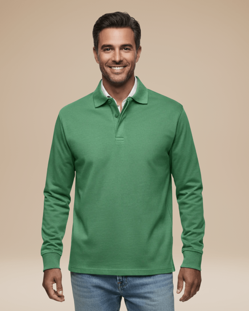 Aurazio Polo Cotone Premium Uomo Maniche Lunghe Comfort Tutto Il Giorno Stile Senza Sforzo Lavoro