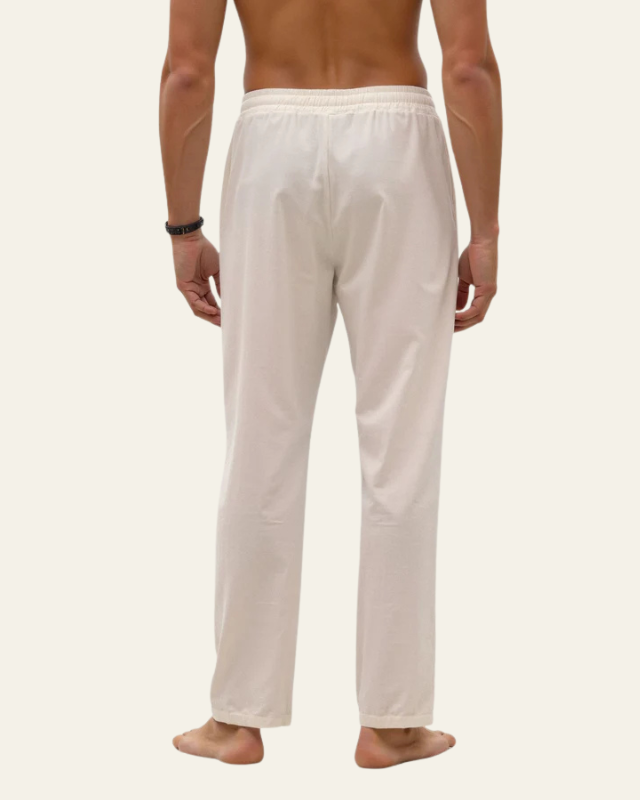 Aurazio Pantaloni in cotone-lino con coulisse da uomo