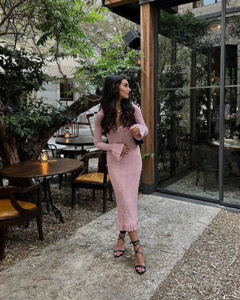 Aurazio Vestito Midi in Maglia a Coste da Donna