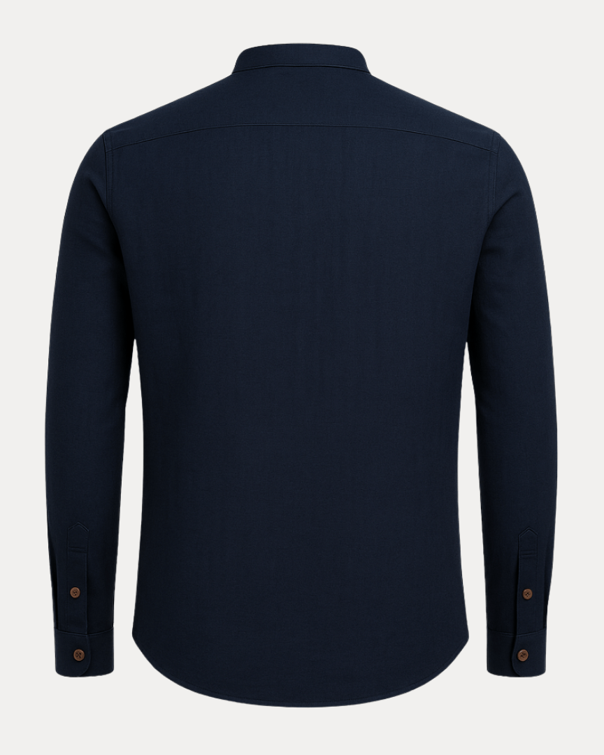 Aurazio Camicia Uomo Collo Coreana In Misto Lino Cotone Traspirante, Vestibilità Regolare Comfort Tutto Il Giorno