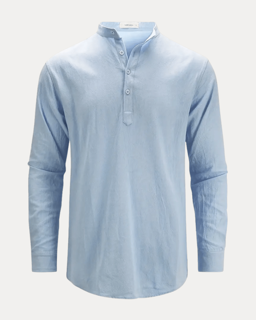 Aurazio Camicia Henley Uomo In Misto Lino Traspirante