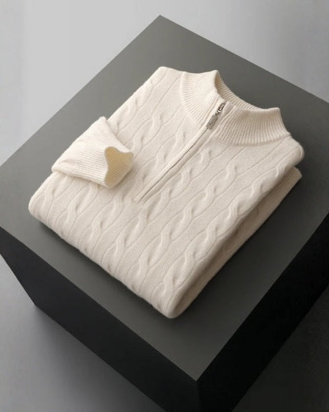 Aurazio Maglione in Lana Merino con Zip da uomo