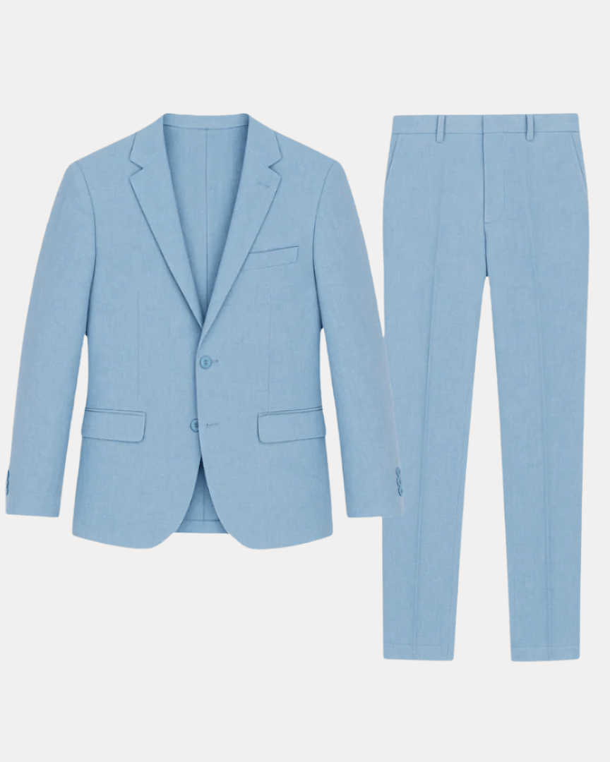 Aurazio Abito Uomo Slim Fit In Lino Leggero Elegante Completo Monopetto Due Bottoni