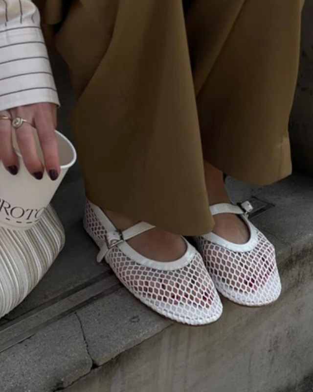 Aurazio Scarpe Mary Jane in mesh da donna