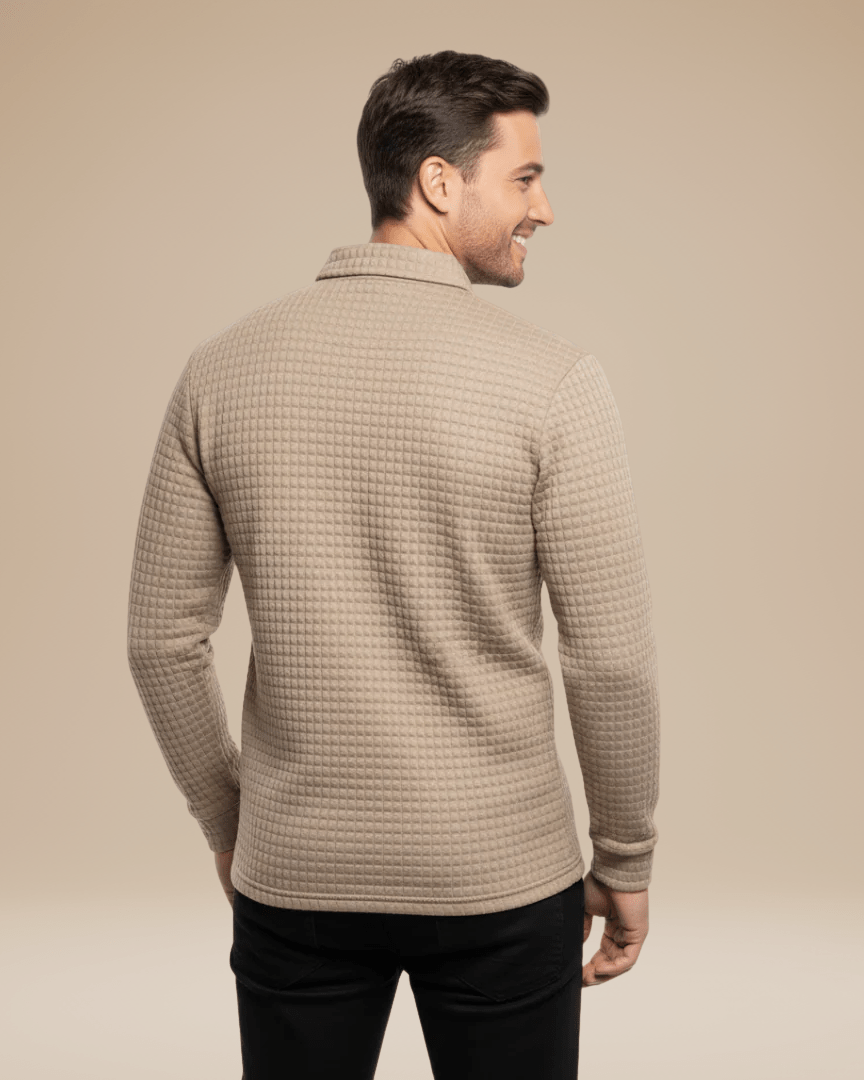 Aurazio Polo Uomo Maniche Lunghe In Maglia A Nido D Ape Calda Ed Elegante Traspirante E Comfort