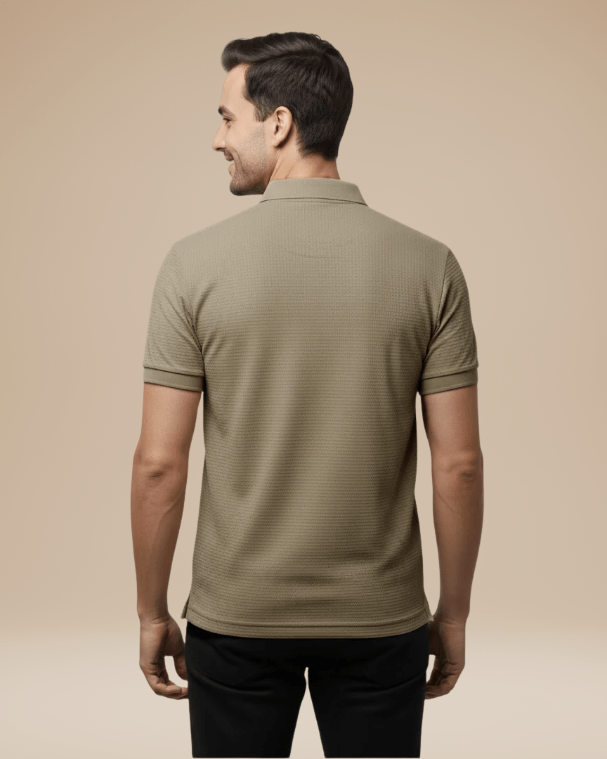 Aurazio Polo Uomo Elegante Stile Italiano Classico In Nido Ape Tessuto Traspirante Comfort