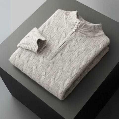 Aurazio Maglione in Lana Merino con Zip da uomo