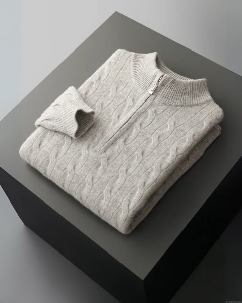 Aurazio Maglione in Lana Merino con Zip da uomo