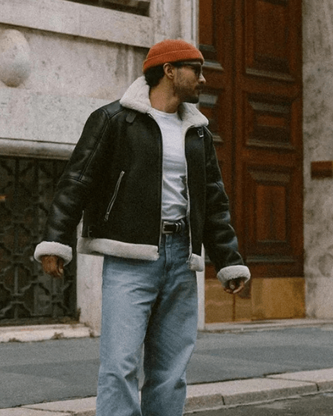 Aurazio Giacca Aviator in pelle vegana da uomo