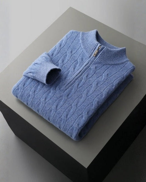 Aurazio Maglione in Lana Merino con Zip da uomo