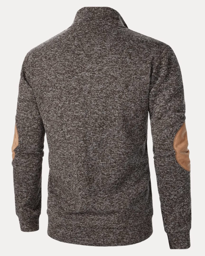 Aurazio Maglione Uomo Con Toppe Gomiti Caldo Morbido Collo Mock Versatile Stile Moderno