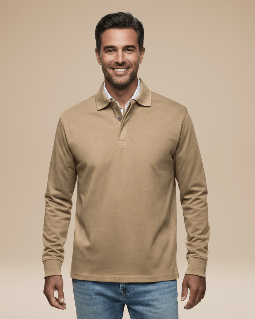 Aurazio Polo Cotone Premium Uomo Maniche Lunghe Comfort Tutto Il Giorno Stile Senza Sforzo Lavoro