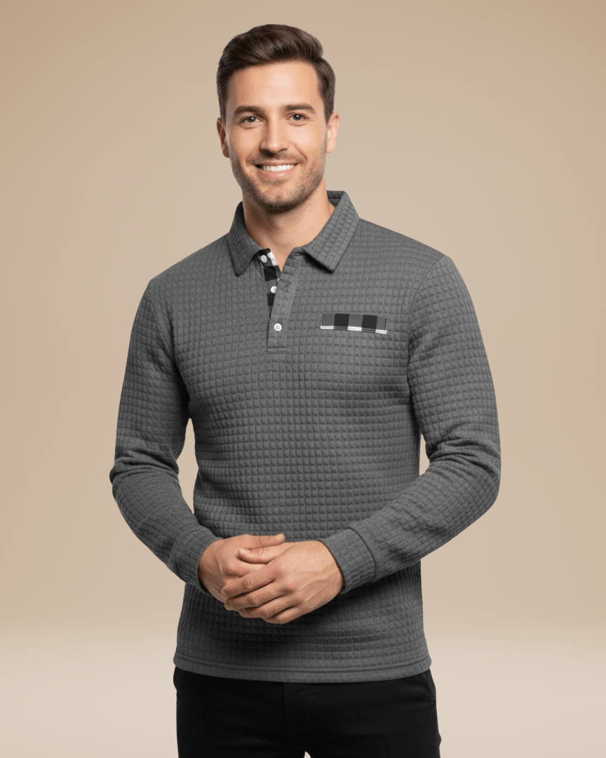 Aurazio Polo Uomo Maniche Lunghe In Maglia A Nido D Ape Calda Ed Elegante Traspirante E Comfort