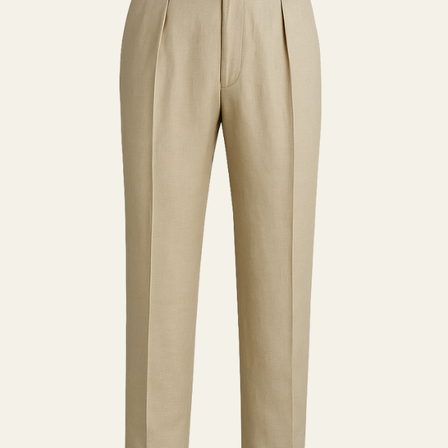 Aurazio Pantaloni in lino a pieghe da uomo