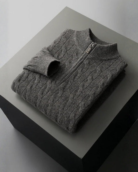 Aurazio Maglione in Lana Merino con Zip da uomo