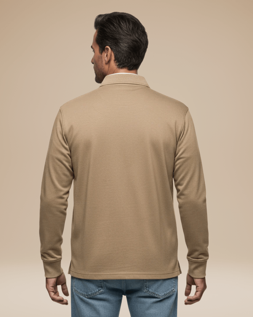 Aurazio Polo Cotone Premium Uomo Maniche Lunghe Comfort Tutto Il Giorno Stile Senza Sforzo Lavoro