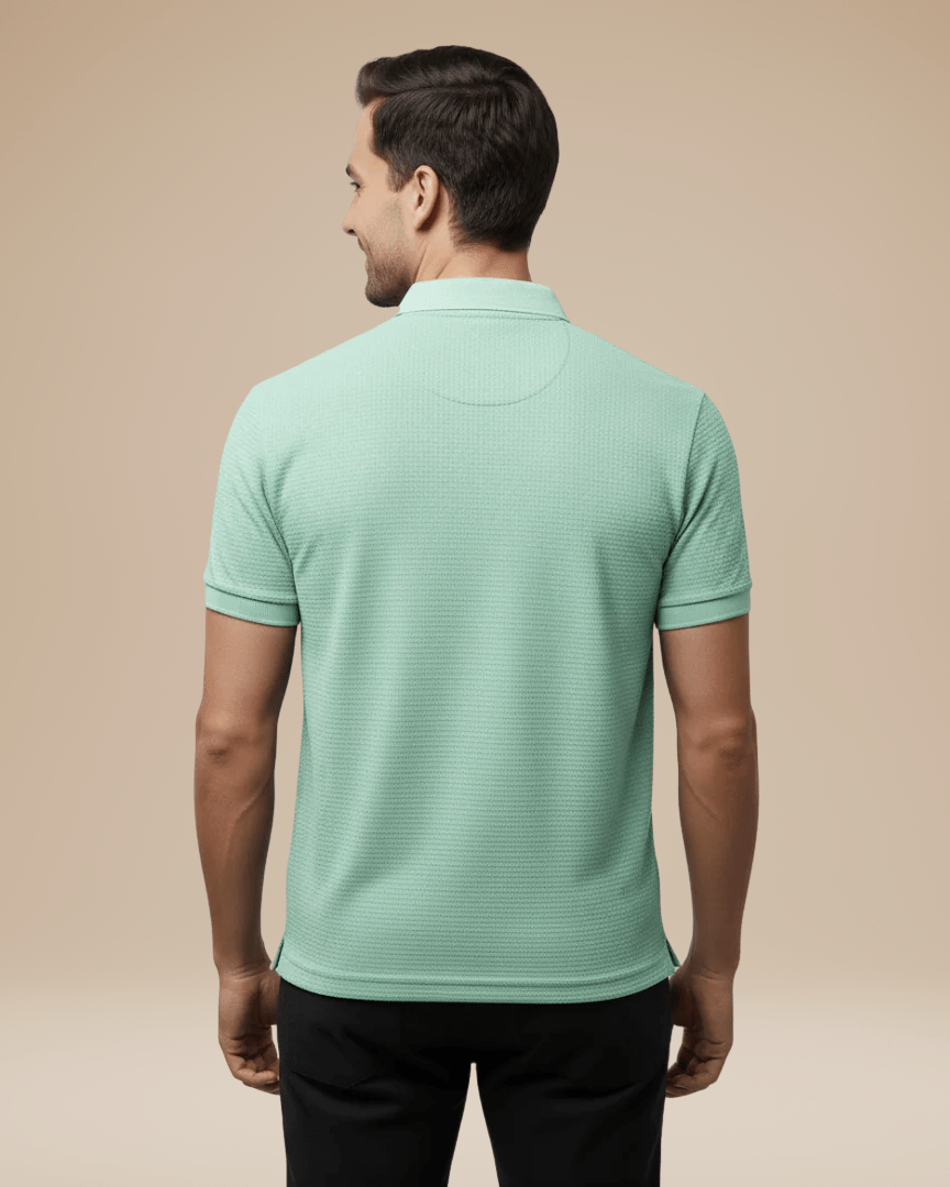 Aurazio Polo Uomo Elegante Stile Italiano Classico In Nido Ape Tessuto Traspirante Comfort