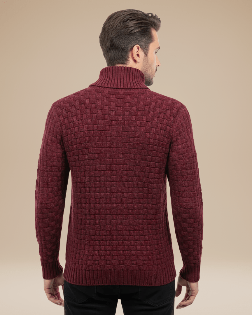 Aurazio Maglione Uomo Collo Sciallato Con Bottoni Caldo In Filato Medio Elegante Trama A Cestino