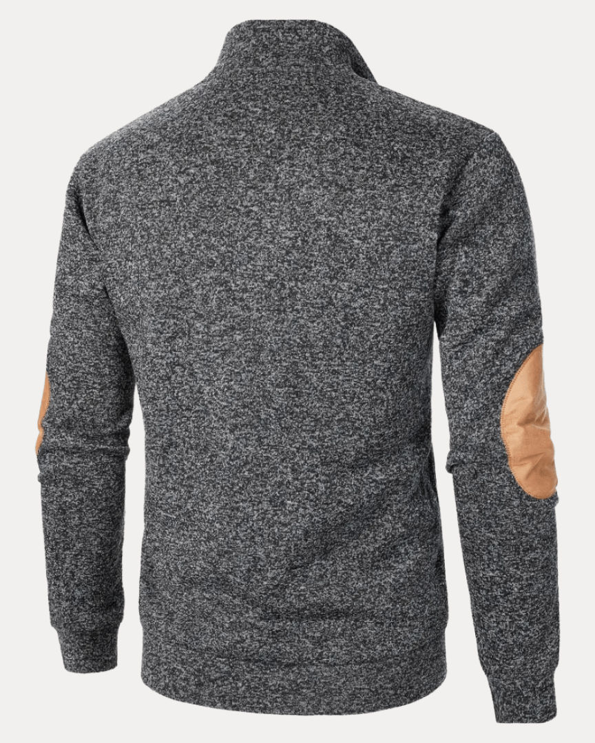 Aurazio Maglione Uomo Con Toppe Gomiti Caldo Morbido Collo Mock Versatile Stile Moderno