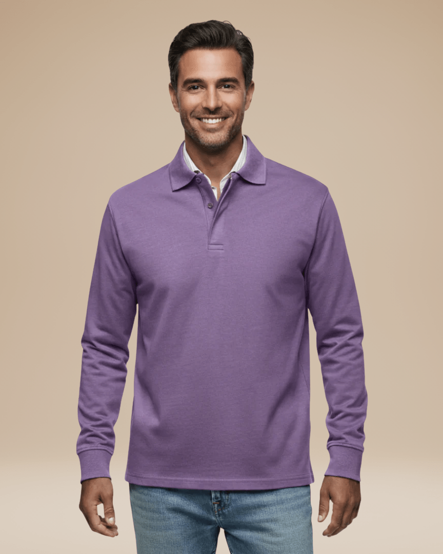 Aurazio Polo Cotone Premium Uomo Maniche Lunghe Comfort Tutto Il Giorno Stile Senza Sforzo Lavoro