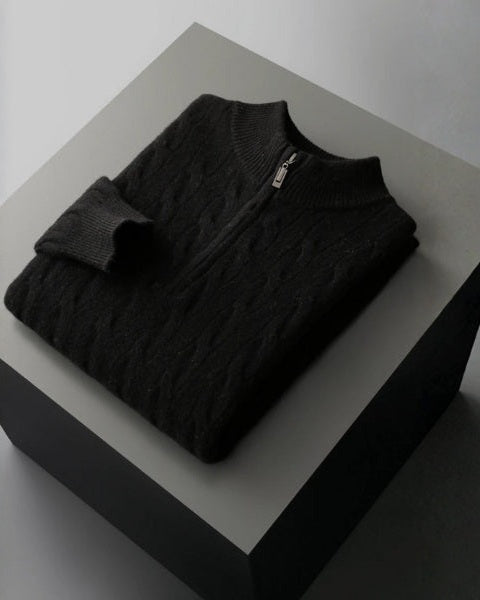 Aurazio Maglione in Lana Merino con Zip da uomo