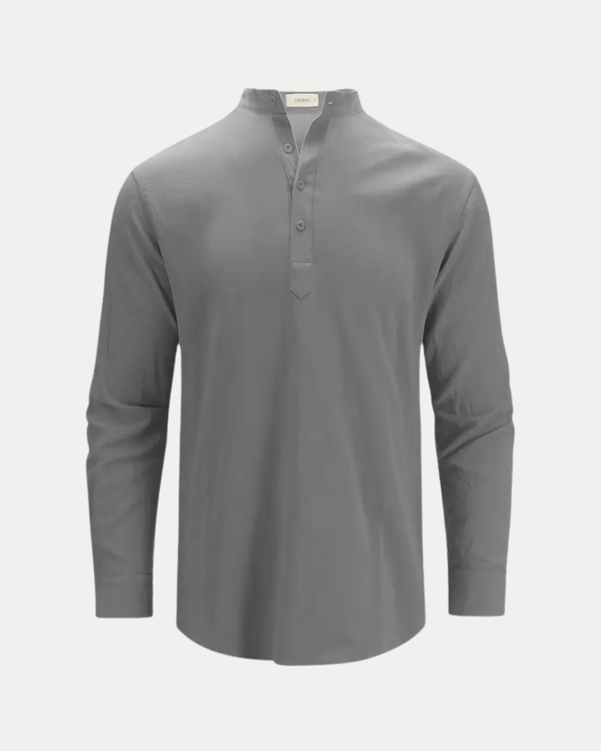 Aurazio Camicia Henley Uomo In Misto Lino Traspirante