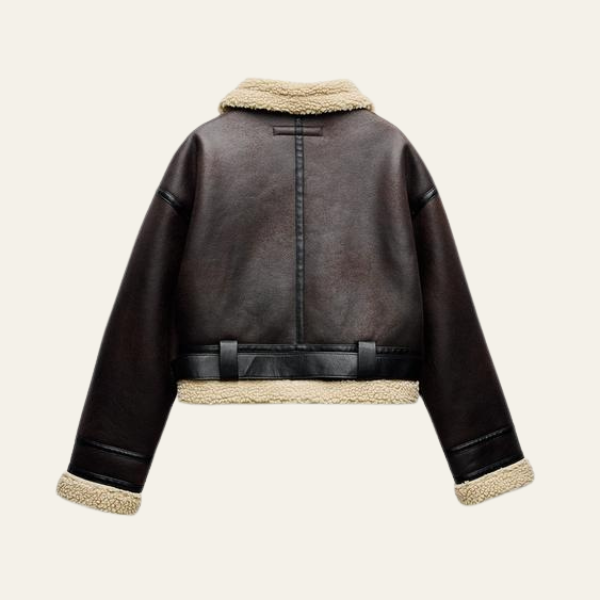 Giacca Aviator Donna in Pelle Vegana Shearling Sintetico Robusta