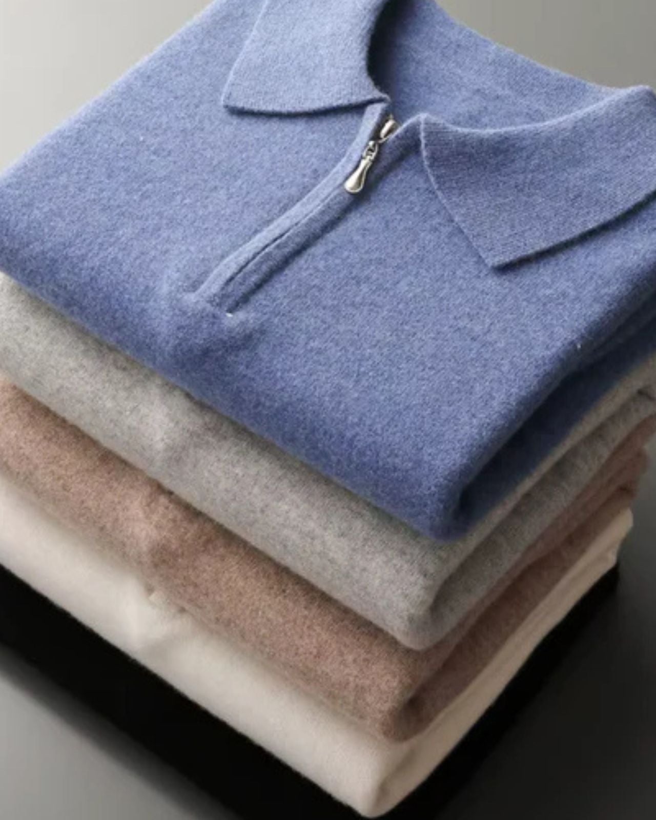 Aurazio Polo in Lana Merino con Zip da Uomo